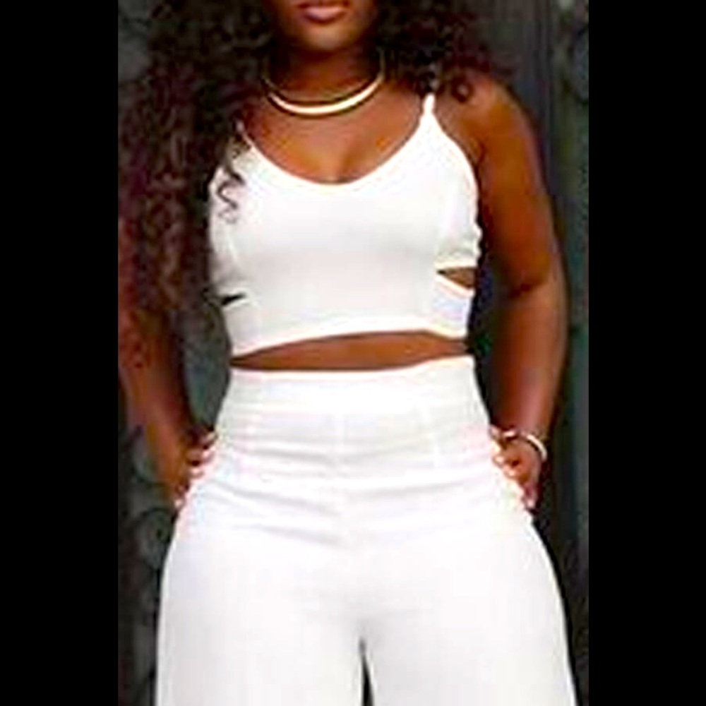 Sexy Hollow-out White 2 Pc  Pants Set